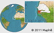 Satellite Location Map of Bignona, highlighted country, highlighted parent region