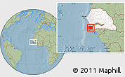 Savanna Style Location Map of Bignona, highlighted country, highlighted parent region, hill shading