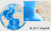 Shaded Relief Location Map of Bignona