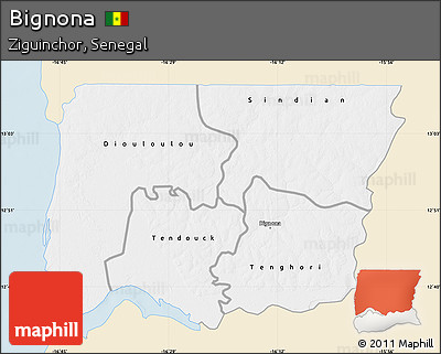 Classic Style Map of Bignona, single color outside