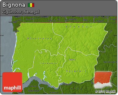 Physical Map of Bignona, darken