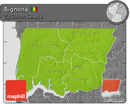 Physical Map of Bignona, desaturated