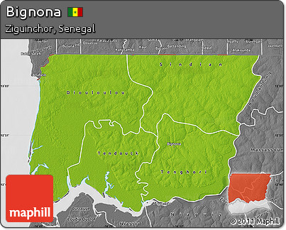 Physical Map of Bignona, desaturated