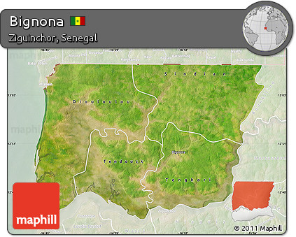 Satellite Map of Bignona, lighten