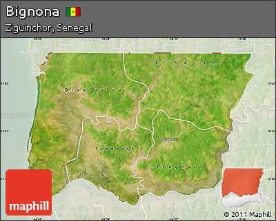 Satellite Map of Bignona, lighten