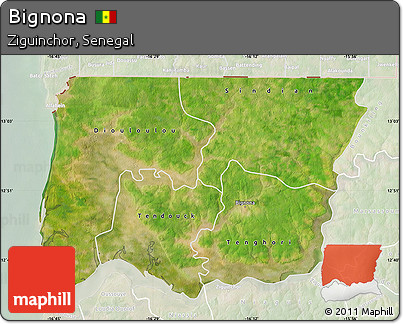 Satellite Map of Bignona, lighten