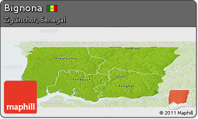 Physical Panoramic Map of Bignona, lighten