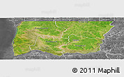 Satellite Panoramic Map of Bignona, desaturated