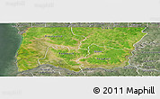 Satellite Panoramic Map of Bignona, semi-desaturated