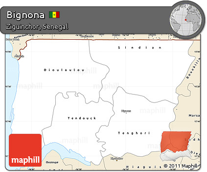 Classic Style Simple Map of Bignona