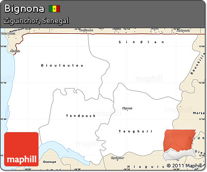 Classic Style Simple Map of Bignona