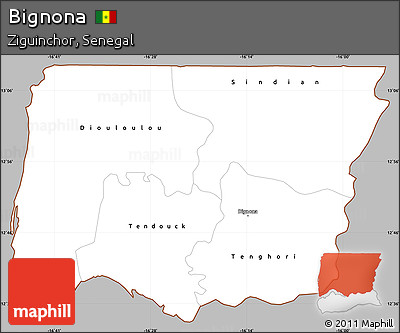 Gray Simple Map of Bignona, cropped outside