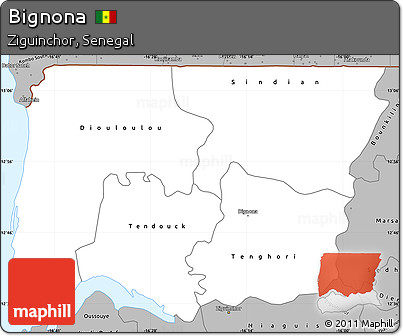 Gray Simple Map of Bignona