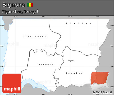 Gray Simple Map of Bignona, single color outside