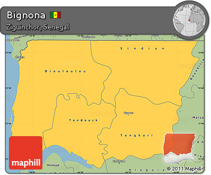 Savanna Style Simple Map of Bignona