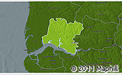 Physical 3D Map of Tendouck, darken
