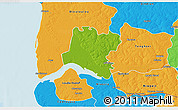 Physical 3D Map of Tendouck, political outside