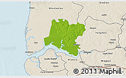 Physical 3D Map of Tendouck, shaded relief outside