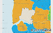 Shaded Relief Map of Tendouck, political outside