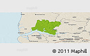 Physical Panoramic Map of Tendouck, shaded relief outside