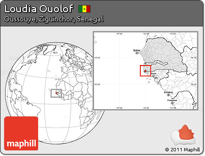 Blank Location Map of Loudia Ouolof, highlighted country, highlighted parent region