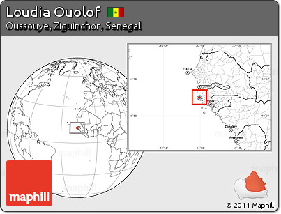 Blank Location Map of Loudia Ouolof, highlighted parent region