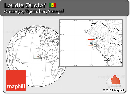 Blank Location Map of Loudia Ouolof, highlighted parent region, highlighted grandparent region