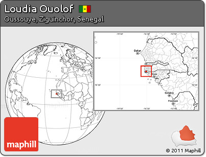 Blank Location Map of Loudia Ouolof, highlighted parent region, highlighted grandparent region