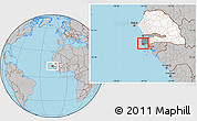Gray Location Map of Loudia Ouolof, highlighted country, highlighted grandparent region