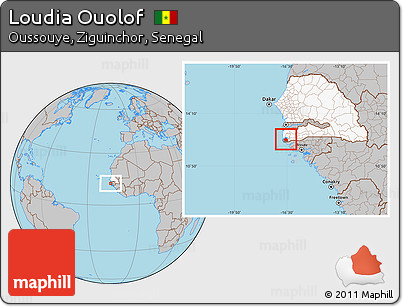 Gray Location Map of Loudia Ouolof, highlighted country, highlighted parent region