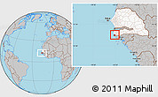 Gray Location Map of Loudia Ouolof, highlighted country, highlighted parent region