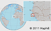Gray Location Map of Loudia Ouolof, highlighted parent region, highlighted grandparent region, within the entire country