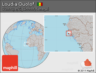 Gray Location Map of Loudia Ouolof, highlighted parent region, highlighted grandparent region