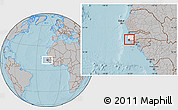 Gray Location Map of Loudia Ouolof, highlighted parent region, highlighted grandparent region, hill shading