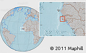 Gray Location Map of Loudia Ouolof, highlighted parent region, hill shading