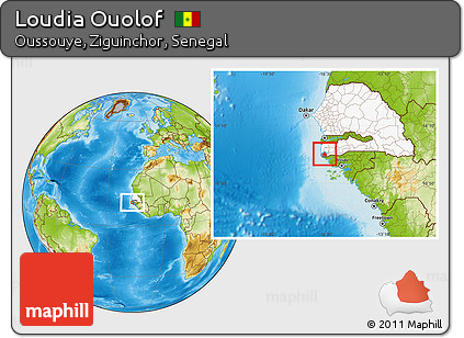 Physical Location Map of Loudia Ouolof, highlighted country, highlighted parent region