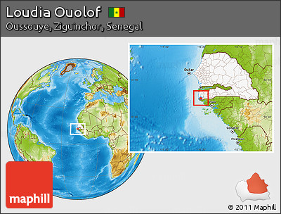 Physical Location Map of Loudia Ouolof, highlighted country, highlighted parent region