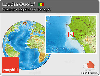 Physical Location Map of Loudia Ouolof, highlighted parent region, highlighted grandparent region