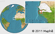 Satellite Location Map of Loudia Ouolof, highlighted country, highlighted parent region