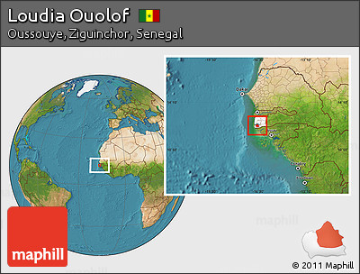 Satellite Location Map of Loudia Ouolof, highlighted grandparent region