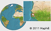 Satellite Location Map of Loudia Ouolof, highlighted parent region, highlighted grandparent region, within the entire country