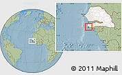 Savanna Style Location Map of Loudia Ouolof, highlighted country, highlighted parent region, hill shading