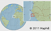 Savanna Style Location Map of Loudia Ouolof, highlighted parent region, within the entire country, hill shading