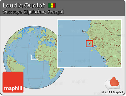 Savanna Style Location Map of Loudia Ouolof, highlighted parent region