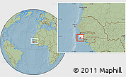 Savanna Style Location Map of Loudia Ouolof, highlighted parent region, highlighted grandparent region, within the entire country, hill shading