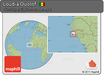 Savanna Style Location Map of Loudia Ouolof, highlighted parent region, highlighted grandparent region
