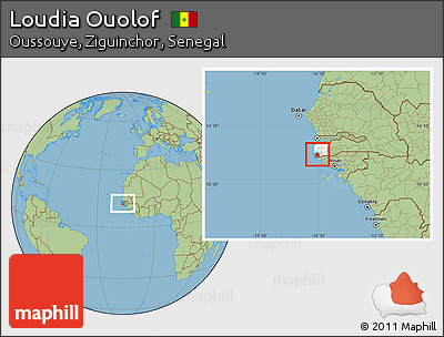 Savanna Style Location Map of Loudia Ouolof, highlighted parent region, highlighted grandparent region