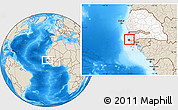 Shaded Relief Location Map of Loudia Ouolof, highlighted country, highlighted parent region