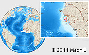 Shaded Relief Location Map of Loudia Ouolof, highlighted parent region, highlighted grandparent region