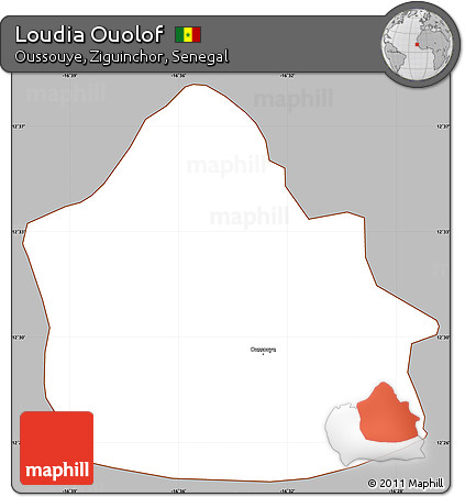 Gray Simple Map of Loudia Ouolof, cropped outside